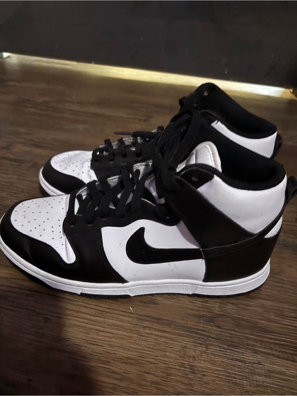 Nike Black and White High-Top Sneakers with Swoosh
